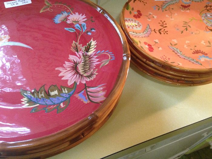 Colorful dinner plates and salad plates