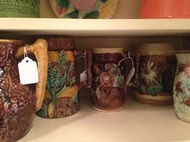Assorted Majolica pitchers