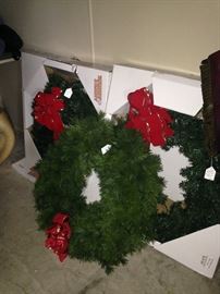 Lighted Christmas wreaths