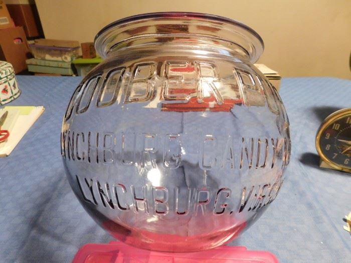 Old Goober Puffs Lynchburg  Glass Counter Candy Jar