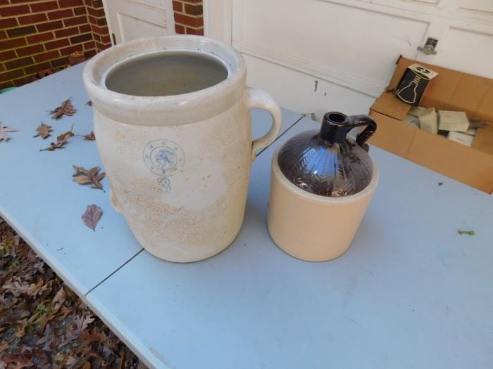 Stoneware Crock and Jug