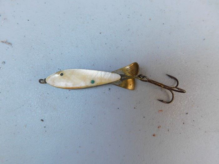 Vintage Mother of Pearl and Brass Fishing Lure