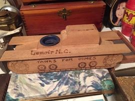 WW2 Tanks for Dimes Wooden Souvenir Bank