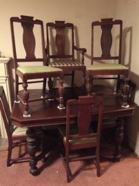 Old Dining Room Table and Six Chairs