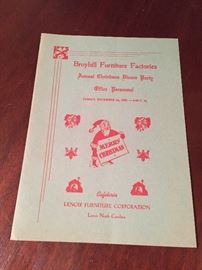 1940's Broyhill Furniture Christmas Party Program Lenoir, N.C.