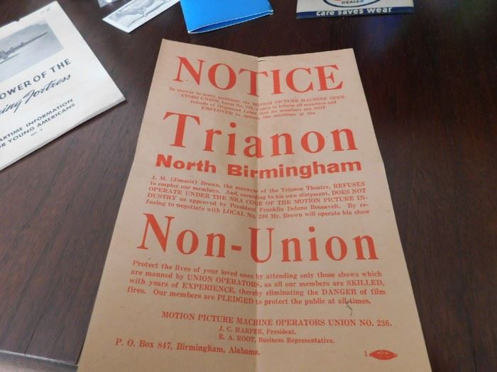 Trianon Non-Union Broadside(Motion Picture Machine Operators)