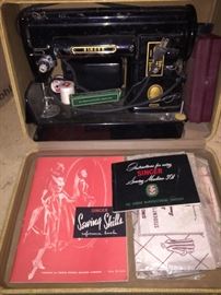 Singer Model 301 Sewing Machine with Case and Instructions