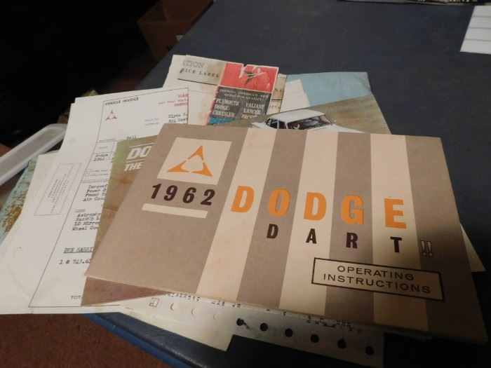 1962 Dodge Dart Manual and Paperwork 