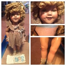 Large Old Ideal Shirley Temple Doll(Staining Present)