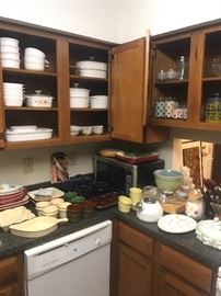 Kitchen full of great serving pieces, cutlery,  and cookware