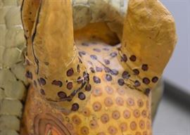$500- Sergio Bustamante Paper Mache Armadillo Art Sculpture, Signed (Approx. 26" L x 11" W x 18" H, some minor damage)