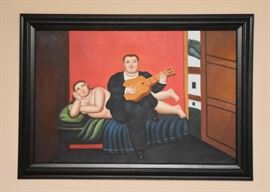 Framed Fernando Botero Artwork / Painting Reproduction , (Approx. 40" L x 30" H)