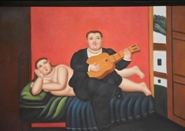 Framed Fernando Botero Artwork / Painting Reproduction , (Approx. 40" L x 30" H)