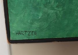 $800 - Large Framed Original Artwork / Painting of Man & Dog by Skip Hartzell (Approx. 48" L x 60" H)