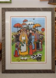 $300 - Framed Limited Edition Folk Art / Artwork by Elke Sommer, 1976 (Approx. 30" L x 37" H)