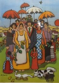 $300 - Framed Limited Edition Folk Art / Artwork by Elke Sommer, 1976 (Approx. 30" L x 37" H)
