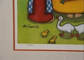 $300 - Framed Limited Edition Folk Art / Artwork by Elke Sommer, 1976 (Approx. 30" L x 37" H)