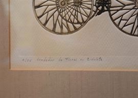$125 - Framed Limited Edition Artwork - Flower Cart, 1967, Signed by Artist (Approx. 18" L x 26" H)