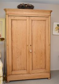 $600 - Natural Wood Armoire / Wardrobe (Approx. 50" L x 20" W x 80" H)