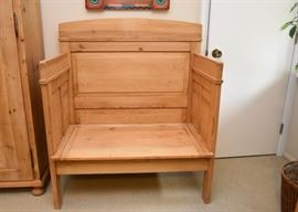 $350 - Natural Wood Storage Bench with High Sides & Back (Approx. 38" L x 22" W x 44" H)