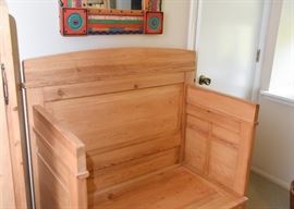 $350 - Natural Wood Storage Bench with High Sides & Back (Approx. 38" L x 22" W x 44" H)