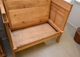 $350 - Natural Wood Storage Bench with High Sides & Back (Approx. 38" L x 22" W x 44" H)