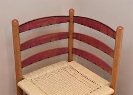 Painted Wood & Cane Corner Chair
