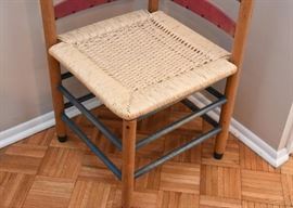 Painted Wood & Cane Corner Chair