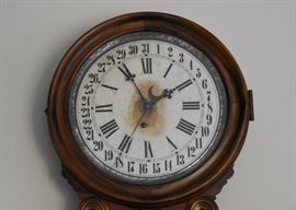 SOLD - Antique Wall Clock (Approx. 15" W x 24" H)