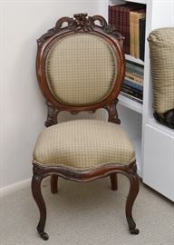 $200 - Antique Carved Wood Chair (Upholstered)