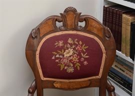 $200 - Antique Wood Chair with Needlepoint Back & Seat