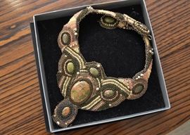 Antique Beaded Necklace with Semi-Precious Stones