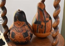 Folk Art Carved / Painted Gourds