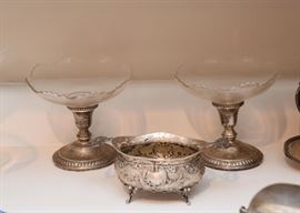 Silver Candle Holders, Small Footed Bowl
