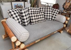$1,100 each - PAIR of Outstanding French Rustic Bamboo Sofas with Cushions & Pillows (there are 2 of these available for purchase)