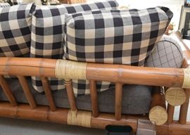 $1,100 each - PAIR of Outstanding French Rustic Bamboo Sofas with Cushions & Pillows (there are 2 of these available for purchase)