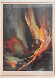 $250 - Framed Leonardo Nierman Lithograph, Signed & Numbered in Pencil (Approx. 24.5" L x 31.5" H w/ frame)