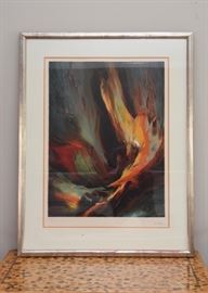 $250 - Framed Leonardo Nierman Lithograph, Signed & Numbered in Pencil (Approx. 24.5" L x 31.5" H w/ frame)