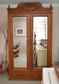 Antique Armoire / Wardrobe with Mirrored Doors (needs some repairs)