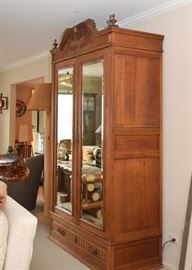 Antique Armoire / Wardrobe with Mirrored Doors (needs some repairs)