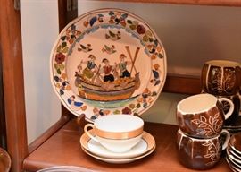 Hand Painted Plate, Tea Cups