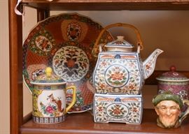 Asian Pottery - Plates, Teapot with Stand, Covered Tea Cups