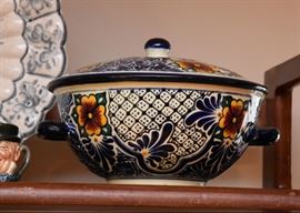 Mexican Talavera Pottery - Covered Casserole Bowl
