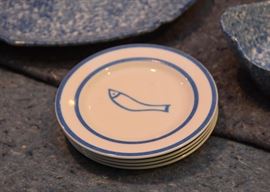 Small Blue & White Fish Plates (4)