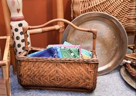 Baskets, Table Linens, Silverplate Platters