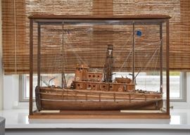 Model Ship in Display Case (Boston Towing Co.)