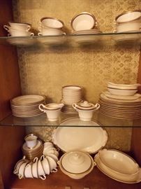 Service for 12 plus serving pieces Syracuse China, Wayne Old Ivory Pattern