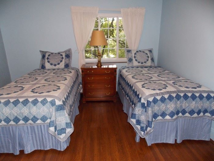 Twin beds, mattress, box spring and frame