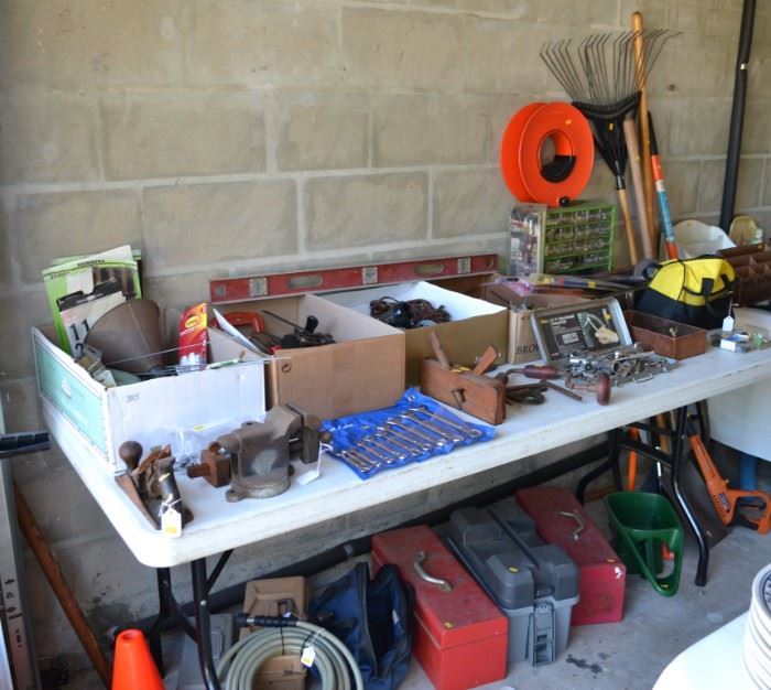 LOTS OF HAND TOOLS AND TOOL BOXES