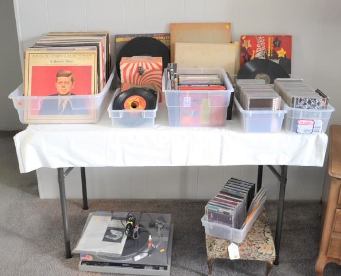ALL SIZES OF RECORDS, DVD, CD, TURN TABLE